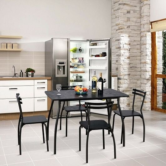 5 Pieces Dining Table Set with 4 Chairs and Backrests