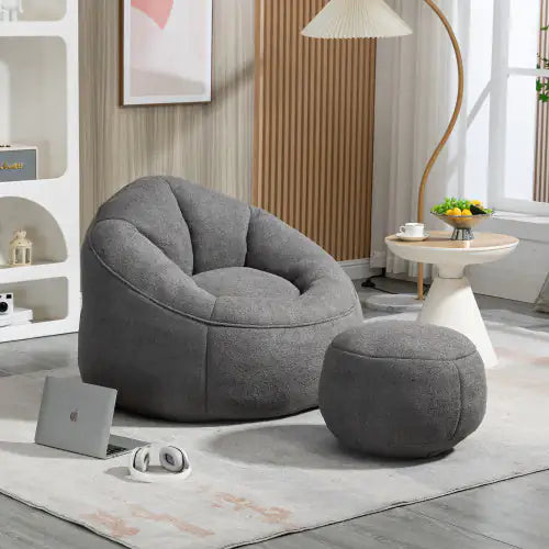 Bedding Bean Bag Sofa Chair High Pressure Foam Bean Bag Chair Material With Padded Foam Padding Compressed Bean Bag With Footrest
