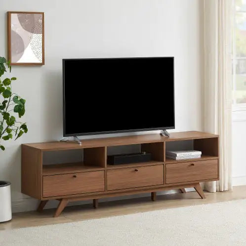Modern Scandi 3-Door Low Profile TV Stand For TVs Up To 80 Inches Moc