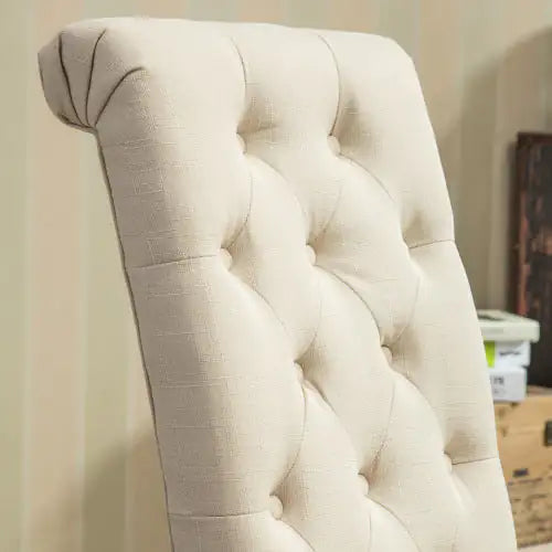 Habit Solid Wood Tufted Parsons Dining Chair, Set Of 2, Tan