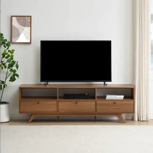 Modern Scandi 3-Door Low Profile TV Stand For TVs Up To 80 Inches Moc