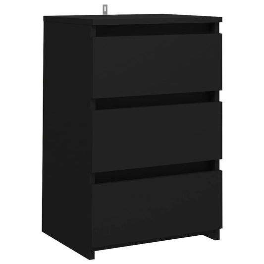 NNEVL Bed Cabinet Black 40x35x62.5 cm Chipboard