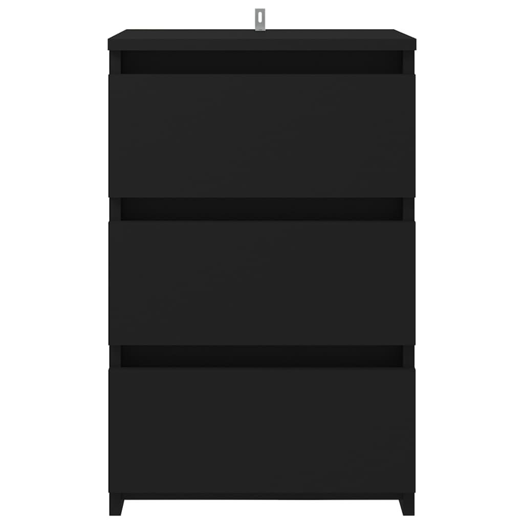 NNEVL Bed Cabinet Black 40x35x62.5 cm Chipboard