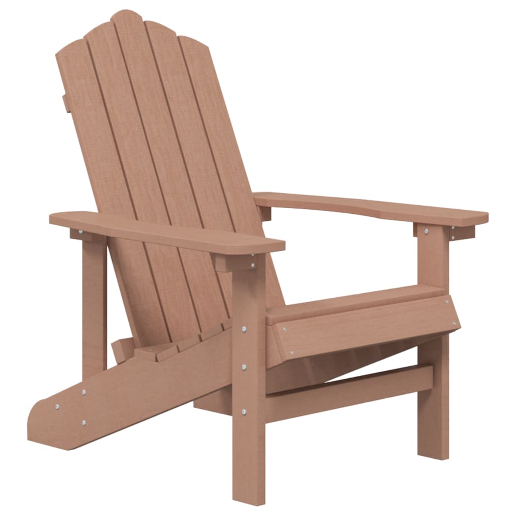 vidaXL Patio Adirondack Chairs with Table HDPE Brown