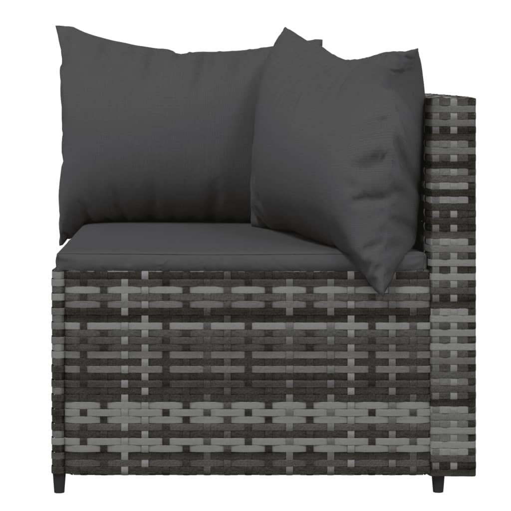 vidaXL Patio Corner Sofas with Cushions 2 pcs Gray Poly Rattan