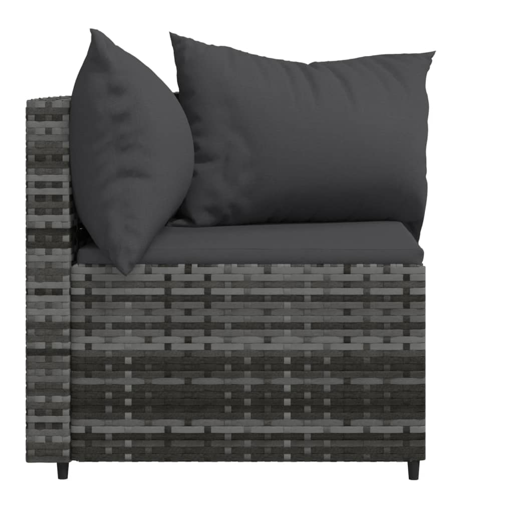 vidaXL Patio Corner Sofas with Cushions 2 pcs Gray Poly Rattan