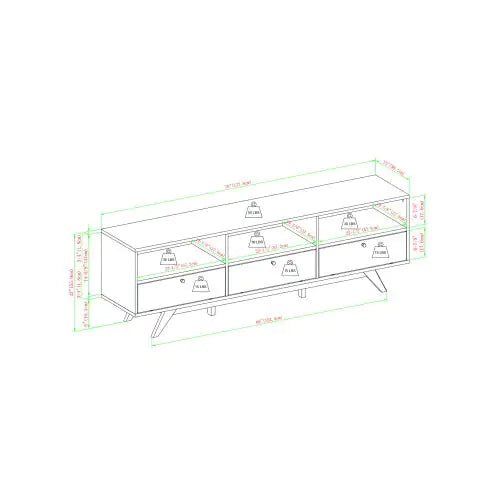 Modern Scandi 3-Door Low Profile TV Stand For TVs Up To 80 Inches Moc