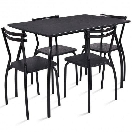 5 Pieces Dining Table Set with 4 Chairs and Backrests