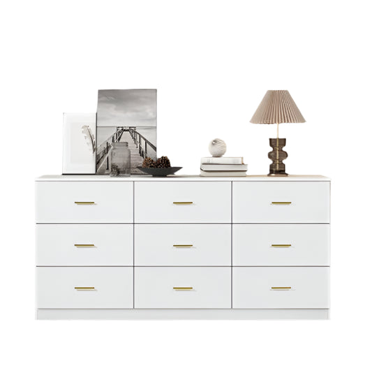 Modern White 9-Drawer Dresser For Bedroom 